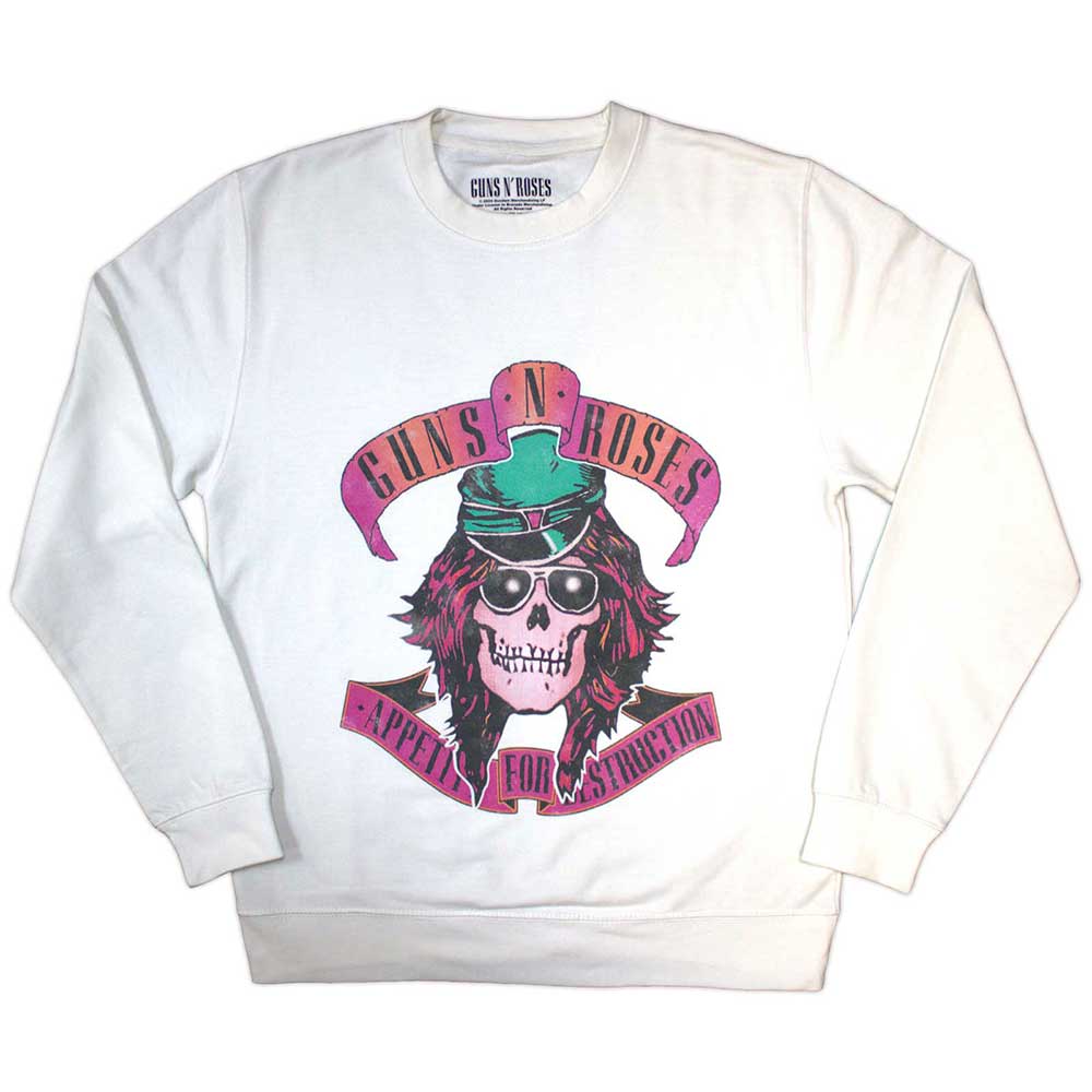 Gray unisex sweatshirt featuring a skull graphic with Guns N' Roses' Axl Rose imagery.