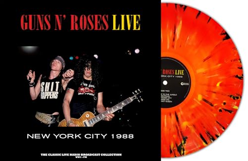 Guns N' Roses live album cover and orange-red swirl vinyl record.