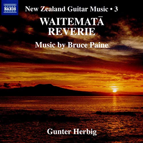 CD cover for “New Zealand Guitar Music, Vol. 3” with sunset landscape.