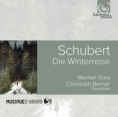 CD cover for Schubert’s “Die Winterreise” featuring a snowy forest scene.