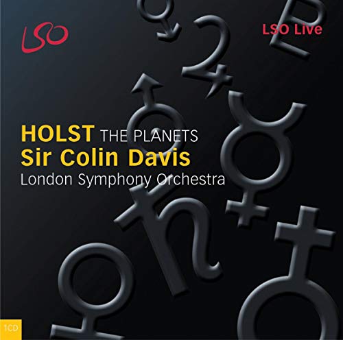CD cover for Holst’s “The Planets” with planetary symbols.