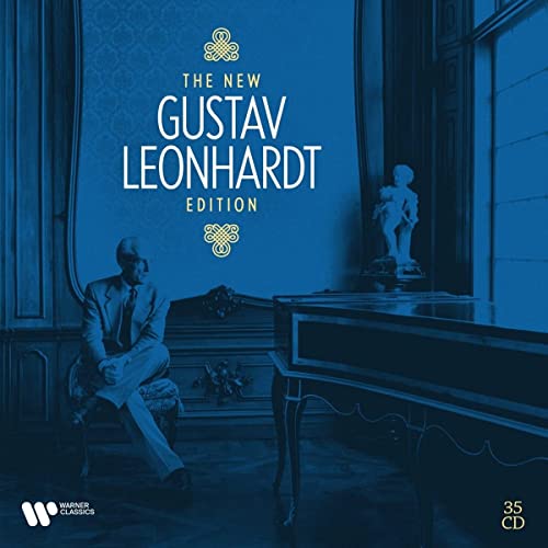 CD cover featuring Gustav Leonhardt seated near a piano in a room.