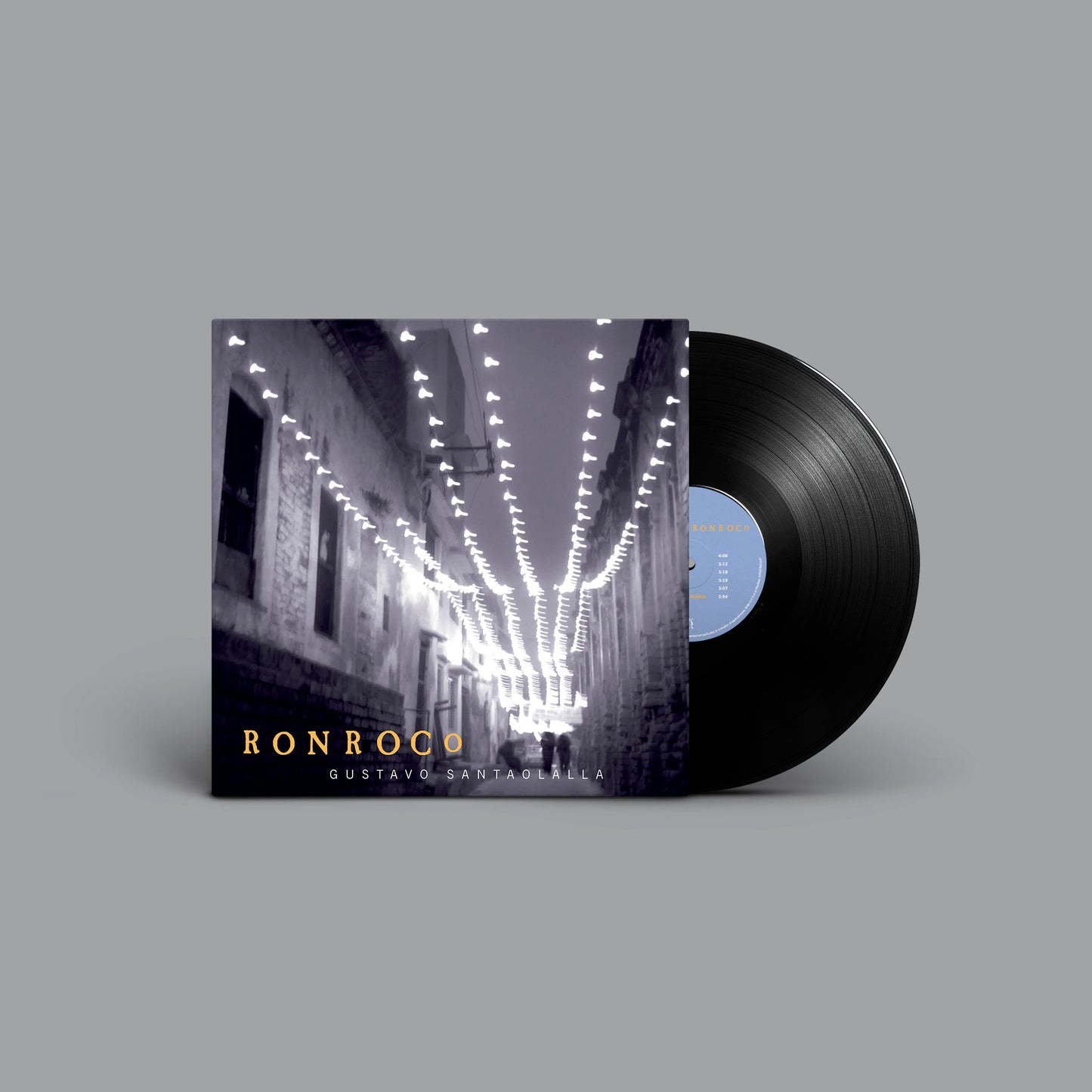 Vinyl record of Gustavo Santaolalla’s “Ronroco” with a street scene cover.