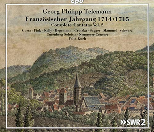 CD cover: landscape painting of a town with a church tower.