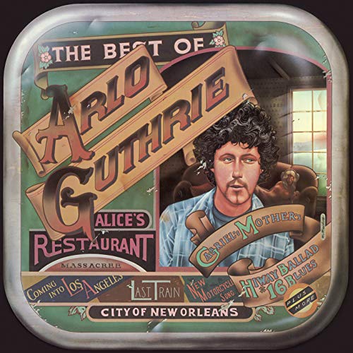Arlo Guthrie album cover with illustrated portrait and song titles.