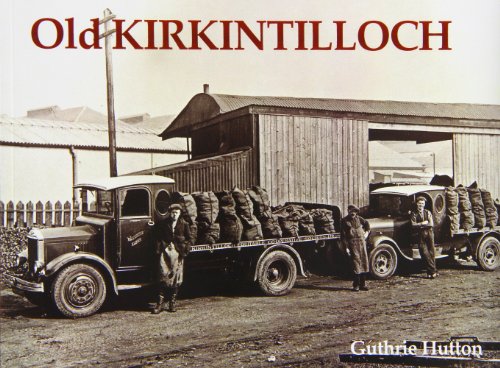 Vintage photograph of trucks loaded with sacks, titled “Old Kirkintilloch”.