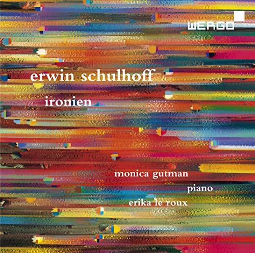CD cover for Erwin Schulhoff’s “Ironien” with abstract striped background.