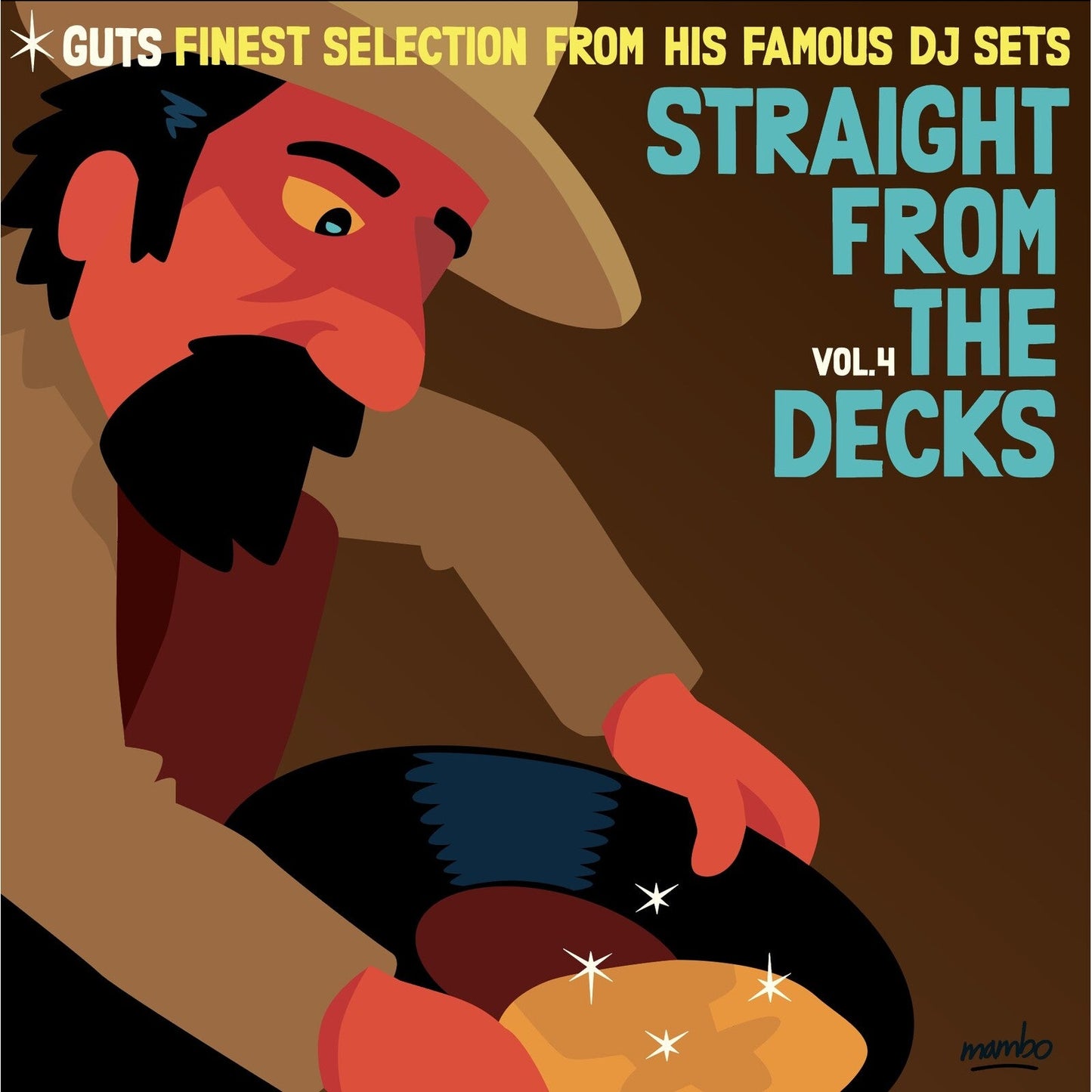 Vinyl record cover featuring an illustrated man in a cowboy hat.