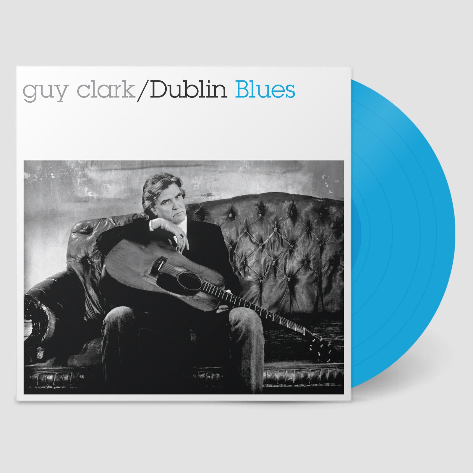 Vinyl record of Guy Clark’s “Dublin Blues,” featuring album art, with barcode.