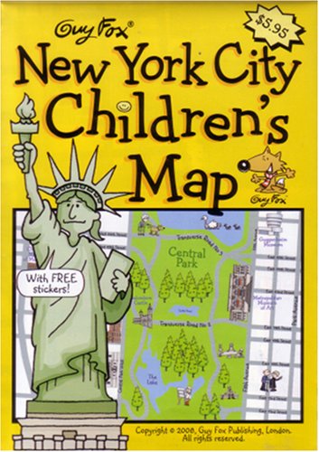 Yellow map cover with Statue of Liberty, Central Park, and fox illustration.