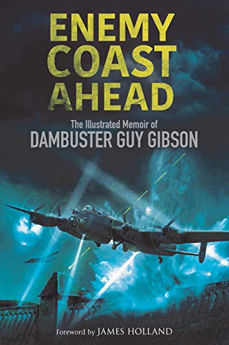 Book cover showing a bomber plane flying over a dam at night with searchlights.