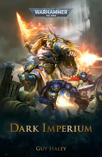 Roboute Guilliman leads Space Marines into battle on the Dark Imperium book cover.