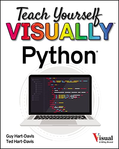 Book cover: “Teach Yourself VISUALLY Python” with laptop displaying code.