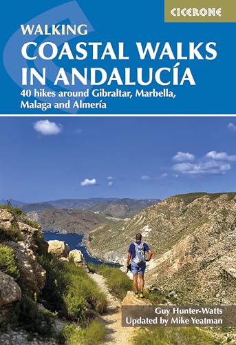 Book cover: “Coastal Walks in Andalucia” with a hiker on a path.