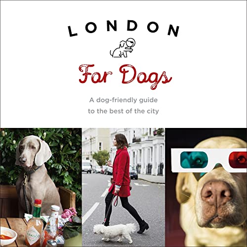 Book cover featuring dogs in London, with a collage of city scenes.