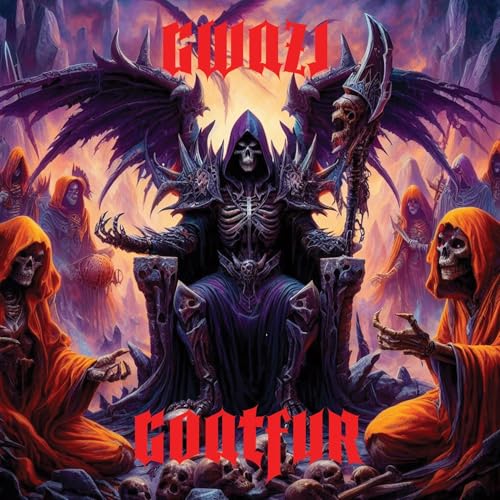 Dark fantasy album cover featuring a skeletal figure on a throne.