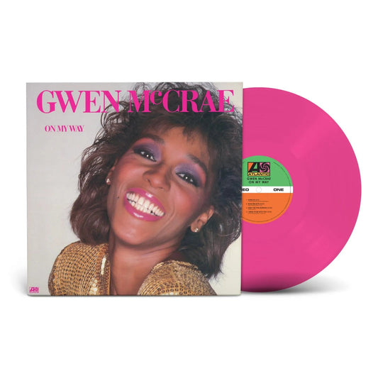Gwen McCrae "On My Way" pink vinyl LP record and cover art.