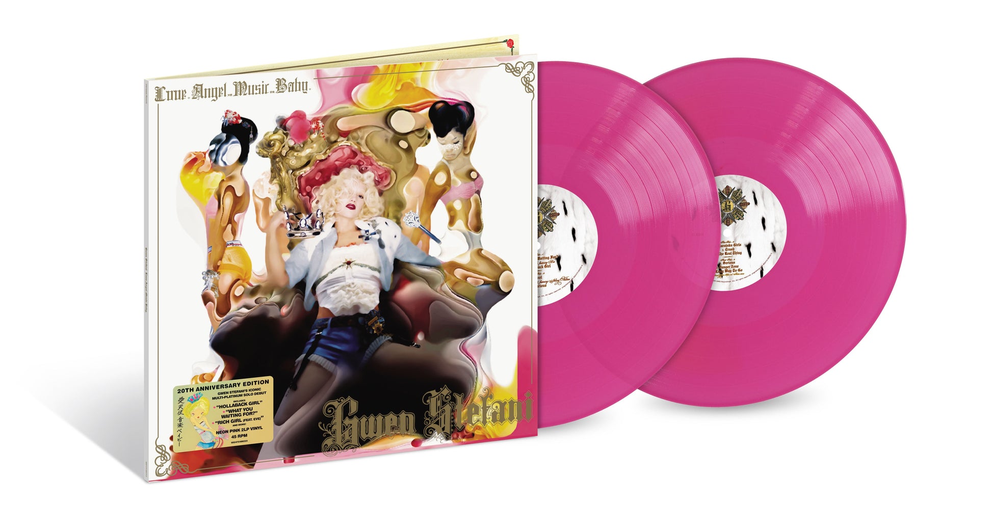 Gwen Stefani L.A.M.B. 20th anniversary vinyl record set with two bright pink vinyl discs.