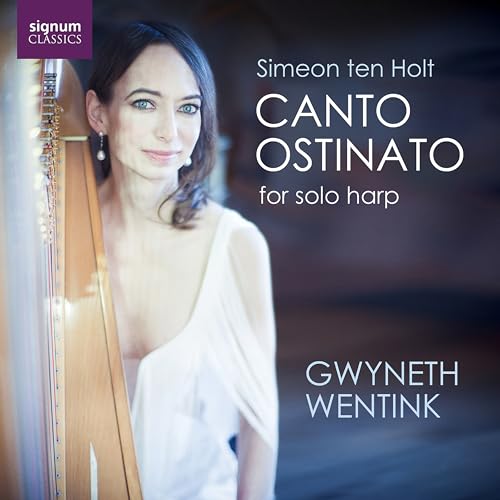 Album cover featuring harpist Gwyneth Wentink and a golden harp.