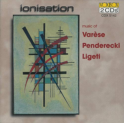 CD cover for Ionisation, featuring abstract geometric art in red, black, and blue.