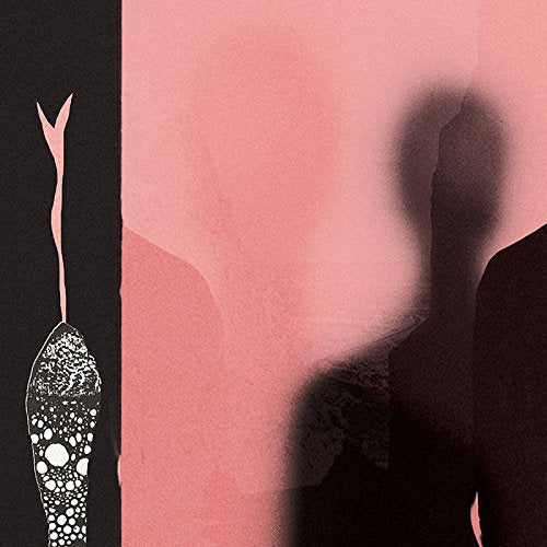 Abstract CD cover with pink and black, featuring a fish shape and silhouette.