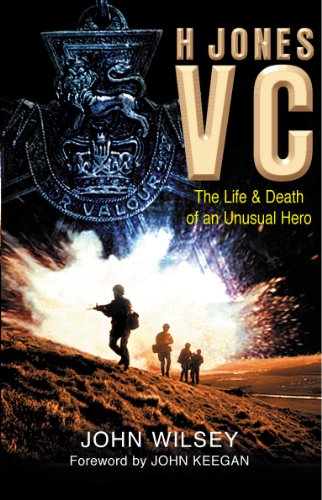 Book cover: "H Jones VC" with military imagery and soldiers in a war scene.