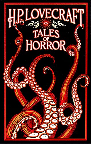 Book cover with H.P. Lovecraft title text and red tentacles on a black background.