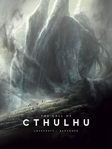 Dark, swirling image of a colossal, tentacled creature rising from the sea.