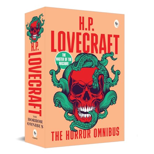 Book cover of The Horror Omnibus by H.P. Lovecraft featuring a red skull and tentacles.
