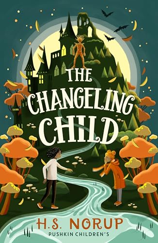 Book cover: castle, children, and a mysterious figure under a full moon.