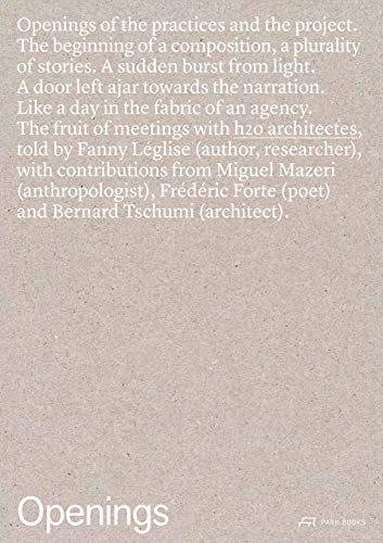 Book cover for "Openings: h2o Architects" with textured beige background.