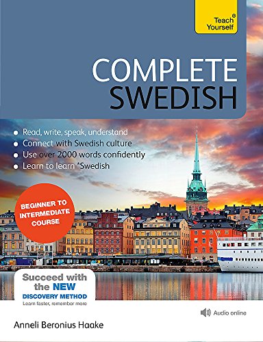 Swedish language textbook cover with a cityscape and the title "Complete Swedish".