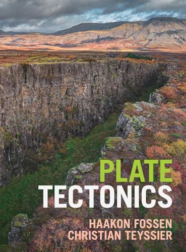 Book cover titled Plate Tectonics featuring a rocky rift landscape with mountains in background.