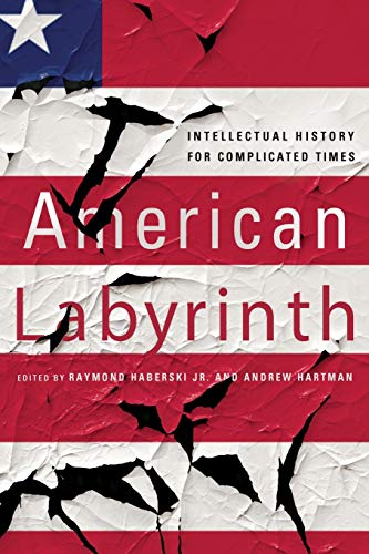 Book cover: “American Labyrinth” with distressed American flag imagery.