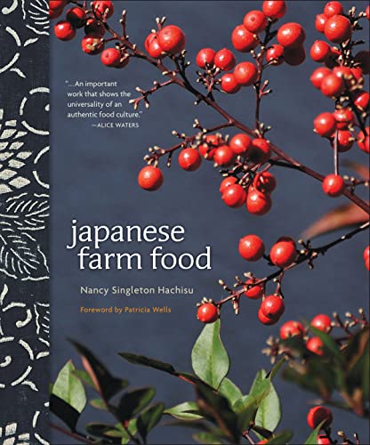 Book cover of Japanese Farm Food featuring red berries on branches against dark background.