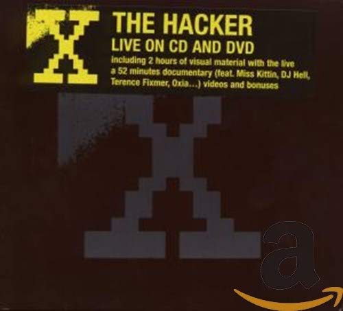 CD album cover for “The Hacker - X (Live Album)” with large yellow “X”.