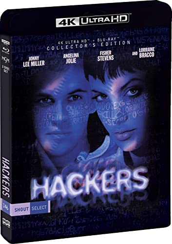 Hackers" Blu-ray case featuring Angelina Jolie and Jonny Lee Miller's faces.