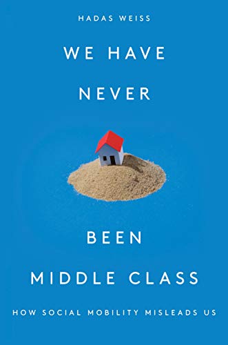 Book cover: blue background, small house on a sand pile, white text.
