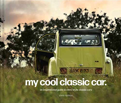 Yellow and black vintage car on a book cover in a field.