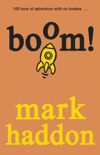 Book cover: "Boom!" by Mark Haddon, with rocket illustration.