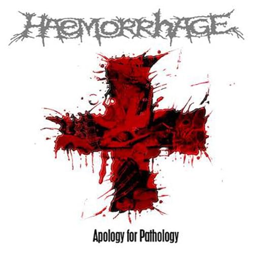 Album cover: red, textured cross with band name "Haemorrhage" above it.