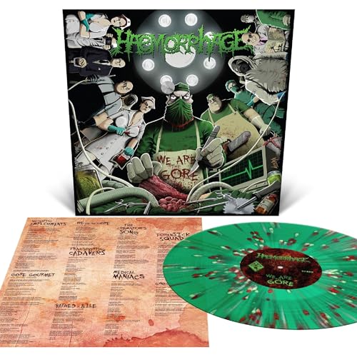 Haemorrhage" vinyl record with gory medical illustration and green marbled disc.