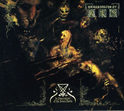 Dark, textured album cover with distorted figures and occult symbols.