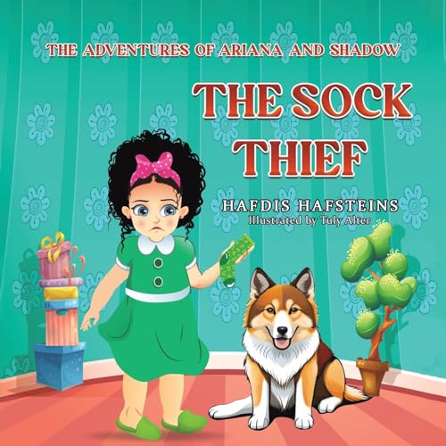 Book cover featuring a girl, a dog, and a green sock.