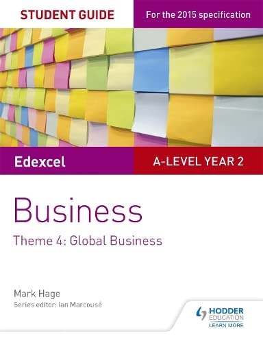 Edexcel A-level Business student guide cover with colorful sticky notes.