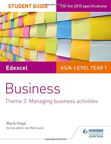 "Edexcel AS/A-level Business Student Guide book cover with colorful sticky notes."