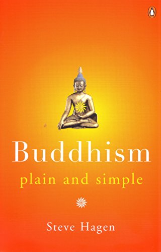Book cover: "Buddhism Plain and Simple" with a seated Buddha image.