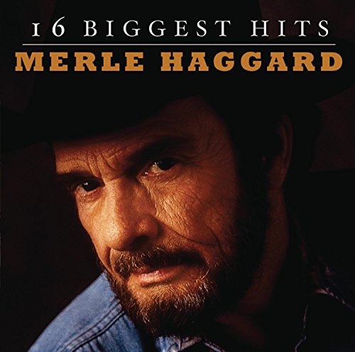 CD cover for Merle Haggard’s “16 Biggest Hits” featuring his portrait.