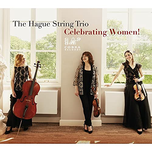 CD cover featuring three women with string instruments, standing indoors.
