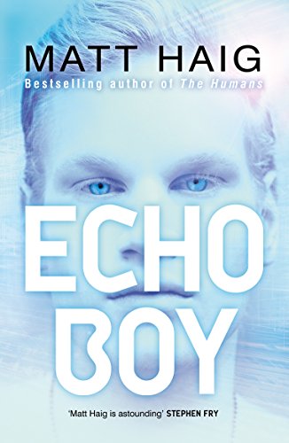 Book cover: "Echo Boy" by Matt Haig, featuring a boy’s intense blue eyes.